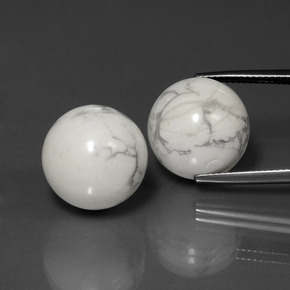 45.57 ctw White Howlite Gemstones, Howlite Gems in Drilled Sphere Shape for Sale.