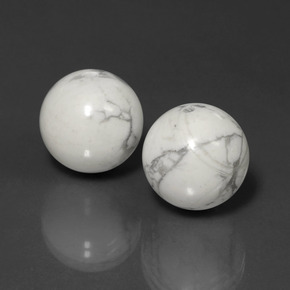 45.57 ctw White Howlite Stones, Natural Howlite in Drilled Sphere Shape for Sale