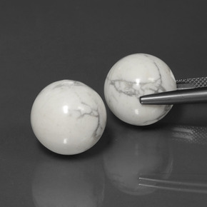 Howlite Gemstones in 14.4 mm Size for Sale, Howlite Stones in Greyish White Color