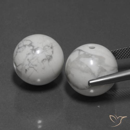 Howlite Gemstones in 15 mm (calibrated) Size for Sale, Howlite Stones in Greyish White Color