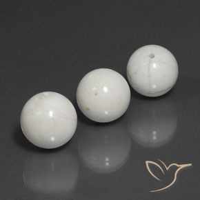69.64 ctw White Howlite Stones, Natural Howlite in Drilled Sphere Shape for Sale