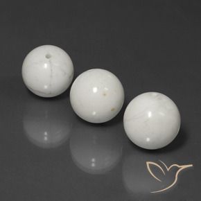 Howlite Gemstones in 15 mm (calibrated) Size for Sale, Howlite Stones in Light Grayish White Color
