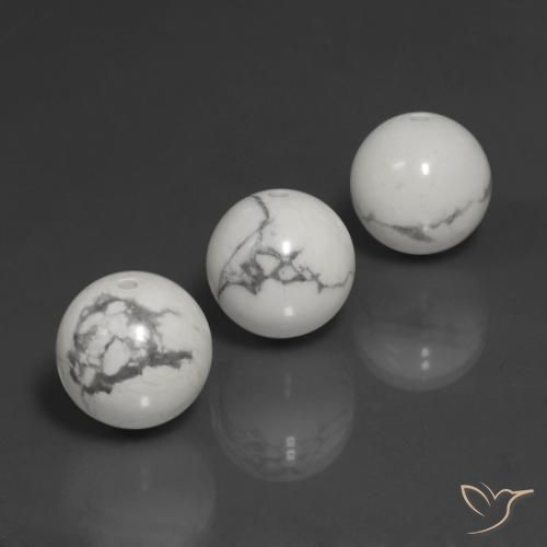 69.17 ctw White Howlite Stones, Natural Howlite in Drilled Sphere Shape for Sale