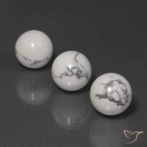 Howlite Gemstones in 14 mm (calibrated) Size for Sale, Howlite Stones in Greyish White Color