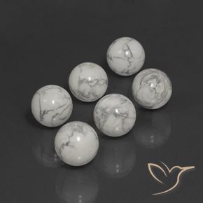 91.64 ctw White Howlite Stones, Natural Howlite in Drilled Sphere Shape for Sale