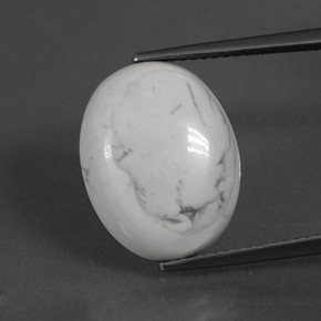 8.19 ct White Howlite Gemstone, Howlite Gem in Oval Cabochon Shape for Sale.