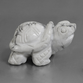 368.10 ct White Howlite Gemstone, Howlite Gem in Carved Turtle Shape for Sale.
