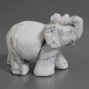 632.74 ct White Howlite Gemstone, Howlite Gem in Carved Elephant Shape for Sale.