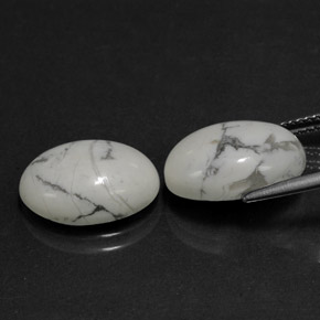 Howlite Gemstone in 14.3 x 10.4 mm Size for Sale, Howlite Stone in Greyish White Color