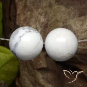 30.18 ctw White Howlite Stones, Natural Howlite in Drilled Sphere Shape for Sale