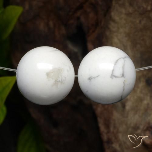 46.44 ctw White Howlite Stones, Natural Howlite in Drilled Sphere Shape for Sale
