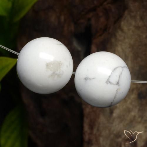 Howlite Gemstones in 14 mm (calibrated) Size for Sale, Howlite Stones in Greyish White Color