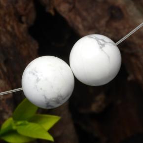 29.43 ctw White Howlite Gemstones, Howlite Gems in Drilled Sphere Shape for Sale.