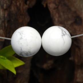 29.43 ctw White Howlite Stones, Natural Howlite in Drilled Sphere Shape for Sale