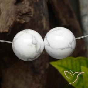 30.39 ctw White Howlite Stones, Natural Howlite in Drilled Sphere Shape for Sale