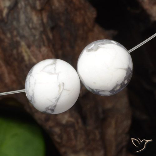 30.2 ct Drilled Sphere Howlite, 12.8 mm From the United States, Photo A