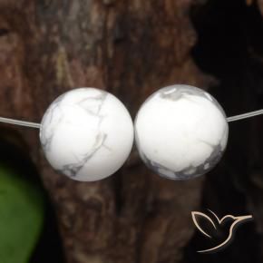 30.20 ctw White Howlite Stones, Natural Howlite in Drilled Sphere Shape for Sale