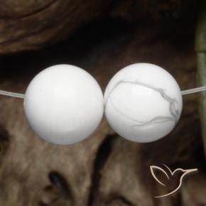 30.36 ctw White Howlite Stones, Natural Howlite in Drilled Sphere Shape for Sale