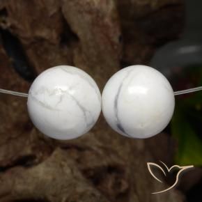 30.50 ctw White Howlite Stones, Natural Howlite in Drilled Sphere Shape for Sale