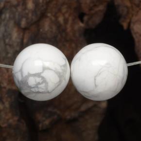29.96 ctw White Howlite Stones, Natural Howlite in Drilled Sphere Shape for Sale