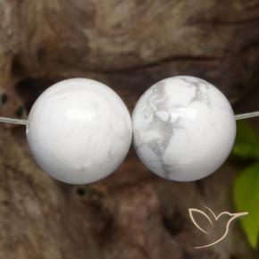 30.41 ctw White Howlite Stones, Natural Howlite in Drilled Sphere Shape for Sale