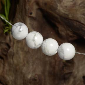 18.64 ctw White Howlite Gemstones, Howlite Gems in Drilled Sphere Shape for Sale.