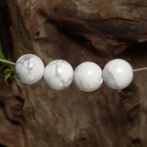 18.64 ctw White Howlite Stones, Natural Howlite in Drilled Sphere Shape for Sale