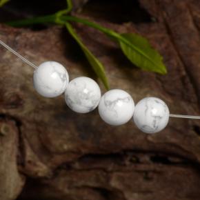 14.22 ctw White Howlite Gemstones, Howlite Gems in Drilled Sphere Shape for Sale.