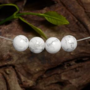14.22 ctw White Howlite Stones, Natural Howlite in Drilled Sphere Shape for Sale