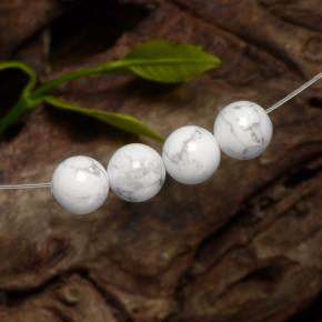 Howlite Gemstones in 7.8 mm Size for Sale, Howlite Stones in Greyish White Color