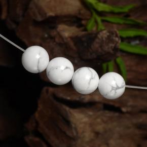 14.31 ctw White Howlite Gemstones, Howlite Gems in Drilled Sphere Shape for Sale.