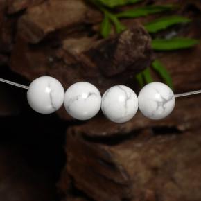 14.31 ctw White Howlite Stones, Natural Howlite in Drilled Sphere Shape for Sale