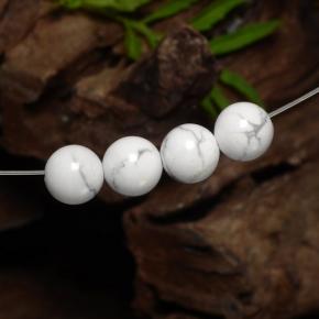 Howlite Gemstones in 7.7 mm Size for Sale, Howlite Stones in Greyish White Color