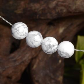 14.30 ctw White Howlite Gemstones, Howlite Gems in Drilled Sphere Shape for Sale.