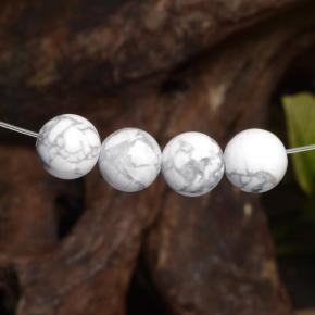 14.30 ctw White Howlite Stones, Natural Howlite in Drilled Sphere Shape for Sale