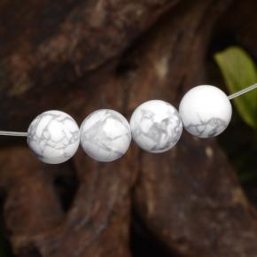 Howlite Gemstones in 7.7 mm Size for Sale, Howlite Stones in Greyish White Color