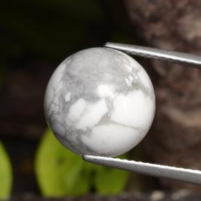 15.45 ct White Howlite Gemstone, Howlite Gem in Drilled Sphere Shape for Sale.