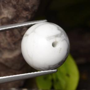 15.45 ct White Howlite Stone, Natural Howlite in Drilled Sphere Shape for Sale