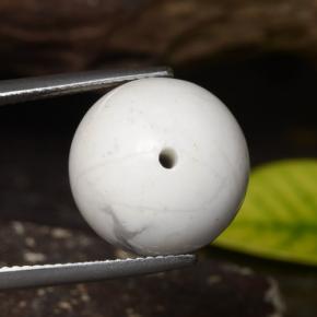 23.14 ct White Howlite Stone, Natural Howlite in Drilled Sphere Shape for Sale