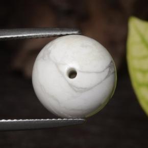14.75 ct White Howlite Stone, Natural Howlite in Drilled Sphere Shape for Sale