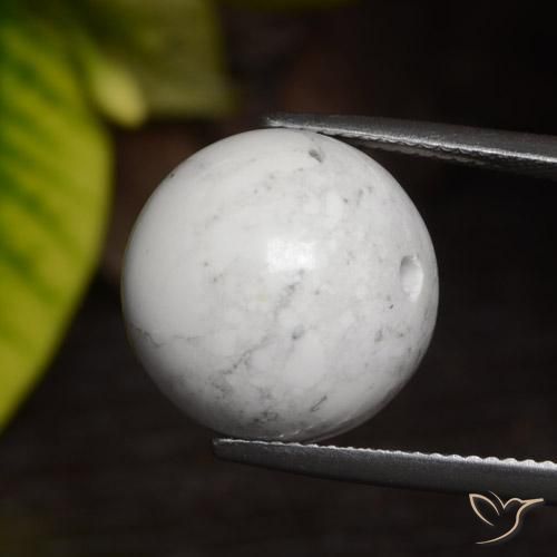 22.74 ct White Howlite Stone, Natural Howlite in Drilled Sphere Shape for Sale