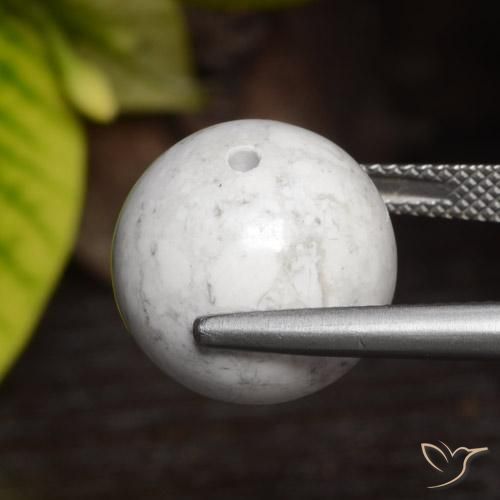 Howlite Gemstone in 15 mm (calibrated) Size for Sale, Howlite Stone in Greyish White Color