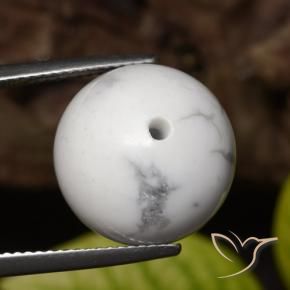 23.54 ct White Howlite Stone, Natural Howlite in Drilled Sphere Shape for Sale