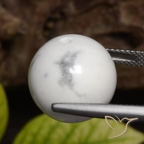 Howlite Gemstone in 14 mm (calibrated) Size for Sale, Howlite Stone in Greyish White Color