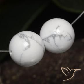 46.72 ctw White Howlite Stones, Natural Howlite in Drilled Sphere Shape for Sale