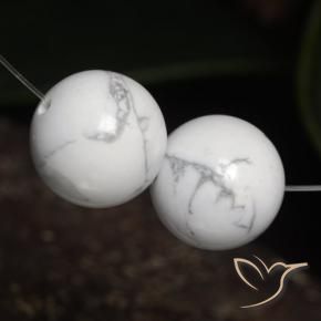 Howlite Gemstones in 15 mm (calibrated) Size for Sale, Howlite Stones in Greyish White Color