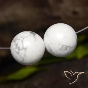 46.12 ctw White Howlite Stones, Natural Howlite in Drilled Sphere Shape for Sale