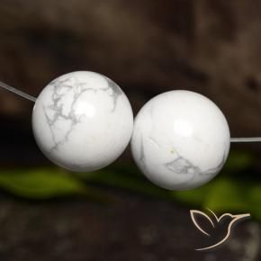 Howlite Gemstones in 14 mm (calibrated) Size for Sale, Howlite Stones in Greyish White Color