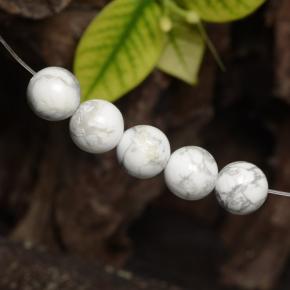 Howlite Gemstones in 8.4 mm Size for Sale, Howlite Stones in Greyish White Color