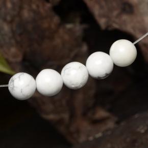 23.39 ctw White Howlite Stones, Natural Howlite in Drilled Sphere Shape for Sale